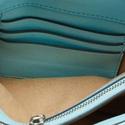 Pre Owned Tory Burch Light Blue Quilted Leather Kira Top Handle Bag