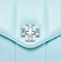 Pre Owned Tory Burch Light Blue Quilted Leather Kira Top Handle Bag