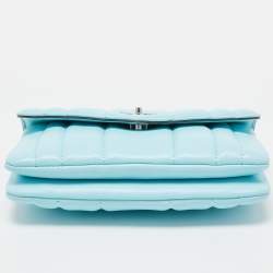 Pre Owned Tory Burch Light Blue Quilted Leather Kira Top Handle Bag