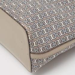 Pre Owned Tory Burch Grey Coated Canvas and Leather Gemini Link Zip Tote