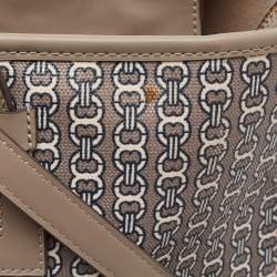 Pre Owned Tory Burch Grey Coated Canvas and Leather Gemini Link Zip Tote