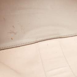 Pre Owned Tory Burch Grey Coated Canvas and Leather Gemini Link Zip Tote