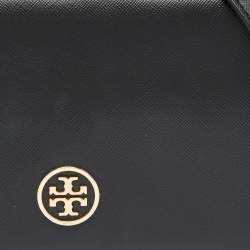 Pre Owned Tory Burch Black Leather Robinson Flap Crossbody Bag