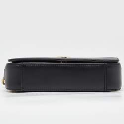 Pre Owned Tory Burch Black Leather Robinson Flap Crossbody Bag