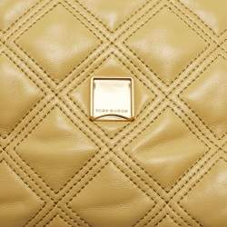 Pre Owned Tory Burch Yellow Quilted Leather Small Fleming Shoulder Bag