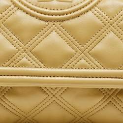 Pre Owned Tory Burch Yellow Quilted Leather Small Fleming Shoulder Bag