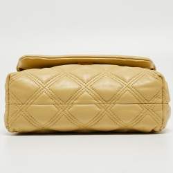 Pre Owned Tory Burch Yellow Quilted Leather Small Fleming Shoulder Bag