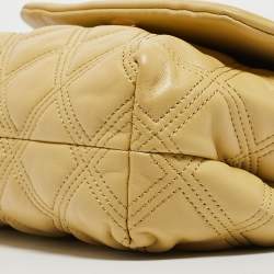 Pre Owned Tory Burch Yellow Quilted Leather Small Fleming Shoulder Bag