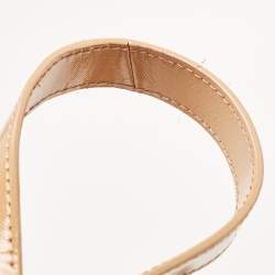 Pre Owned Tory Burch Beige Saffiano Patent and Leather Robinson Double Zip Tote