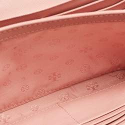 Pre Owned Tory Burch Light Pink Leather Robinson Chain Clutch 