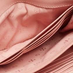 Pre Owned Tory Burch Light Pink Leather Robinson Chain Clutch 