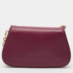 Pre Owned Tory Burch Burgundy Leather Bitten Clutch Bag