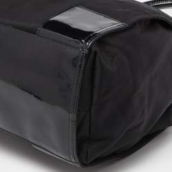 Pre Owned Tory Burch Black Patent Leather and Nylon Large Ella Tote