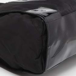 Pre Owned Tory Burch Black Patent Leather and Nylon Large Ella Tote