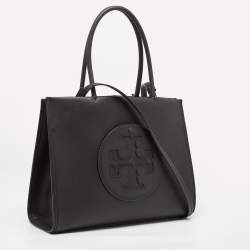 Pre Owned Tory Burch Black Bio Fabric Small Ella Tote
