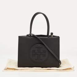 Pre Owned Tory Burch Black Bio Fabric Small Ella Tote