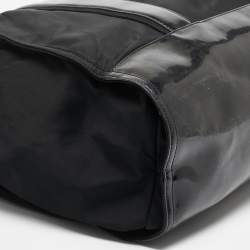 Pre Owned Tory Burch Black Patent Leather and Nylon Large Ella Tote