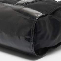 Pre Owned Tory Burch Black Patent Leather and Nylon Large Ella Tote