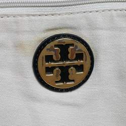 Pre Owned Tory Burch Black Patent Leather and Nylon Large Ella Tote