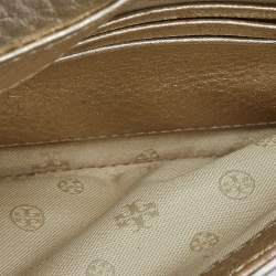 Pre Owned Tory Burch Gold Leather Britten Crossbody Bag