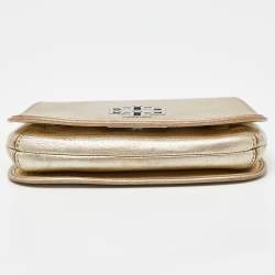 Pre Owned Tory Burch Gold Leather Britten Crossbody Bag