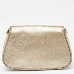 Pre Owned Tory Burch Gold Leather Britten Crossbody Bag