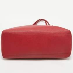 Pre Owned Tory Burch Red Leather Large York Buckle Tote