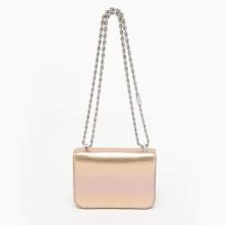 Pre Owned Tory Burch Rose Gold Snake Effect Suede Small Eleanor Shoulder Bag