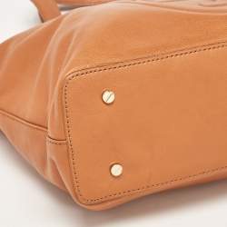 Pre Owned Tory Burch Brown Leather Bombe Tote