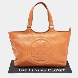 Pre Owned Tory Burch Brown Leather Bombe Tote