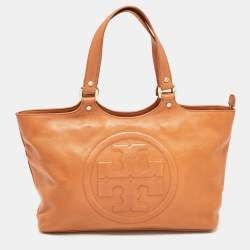 Pre Owned Tory Burch Brown Leather Bombe Tote