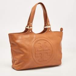 Pre Owned Tory Burch Brown Leather Bombe Tote