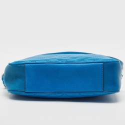 Pre Owned Tory Burch Blue Chevron Leather Fleming Camera Bag