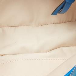 Pre Owned Tory Burch Blue Chevron Leather Fleming Camera Bag