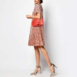 Pre Owned Tory Burch Orange Leather Camera Chain Bag