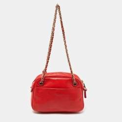 Pre Owned Tory Burch Orange Leather Camera Chain Bag