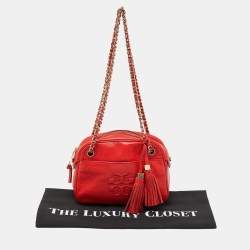 Pre Owned Tory Burch Orange Leather Camera Chain Bag