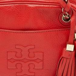 Pre Owned Tory Burch Orange Leather Camera Chain Bag