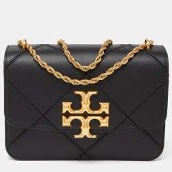 Pre Owned Tory Burch Black Diamond Quilt Leather Eleanor Shoulder Bag