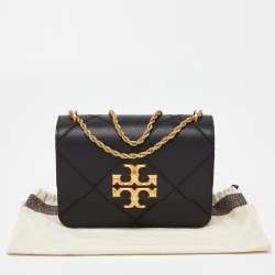 Pre Owned Tory Burch Black Diamond Quilt Leather Eleanor Shoulder Bag