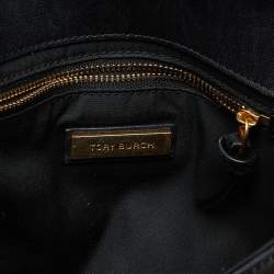 Pre Owned Tory Burch Black Quilted Leather Flap Top Handle Bag
