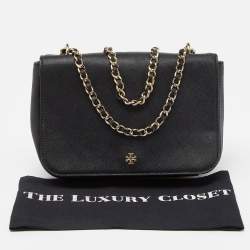 Pre Owned Tory Burch Black Leather Robinson Chain Crossbody Bag