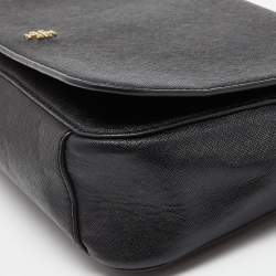 Pre Owned Tory Burch Black Leather Robinson Chain Crossbody Bag