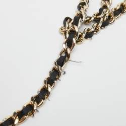 Pre Owned Tory Burch Black Leather Robinson Chain Crossbody Bag