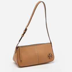 Pre Owned Tory Burch Beige Leather Mcgraw Shoulder Bag