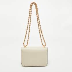 Pre Owned Tory Burch Light Beige Leather Small Eleanor Shoulder Bag