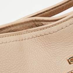 Pre Owned Tory Burch Light Pink Leather Small Britten Slouchy Tote