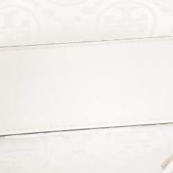 Pre Owned Tory Burch White/Tan Signature PVC and Leather Tote