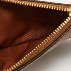 Pre Owned Tory Burch Brown Leather Miller Top Zip Card Case