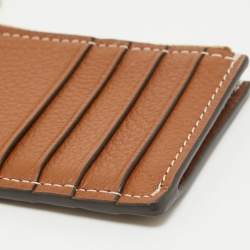 Pre Owned Tory Burch Brown Leather Miller Top Zip Card Case